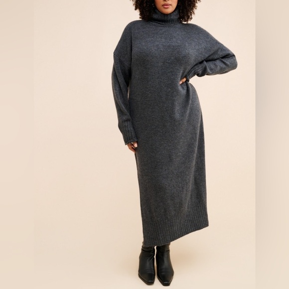 Daily Practice Karigan Sweater Midi Turtleneck Dress Size Small P Dark Gray GUC - Picture 1 of 16
